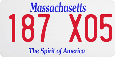MA license plate 187XO5