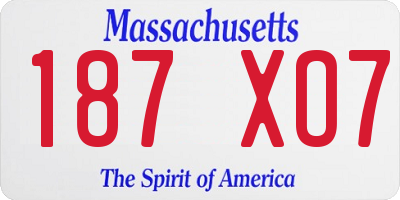 MA license plate 187XO7
