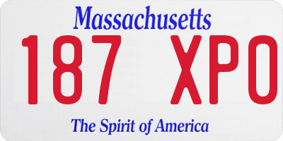 MA license plate 187XP0