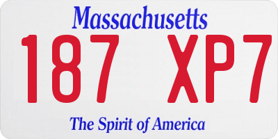 MA license plate 187XP7