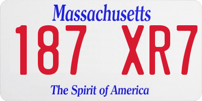 MA license plate 187XR7