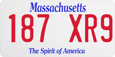 MA license plate 187XR9