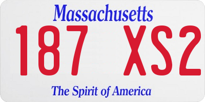 MA license plate 187XS2