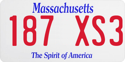 MA license plate 187XS3
