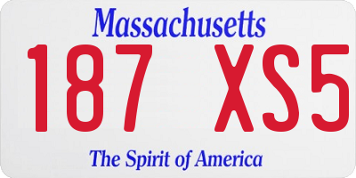 MA license plate 187XS5