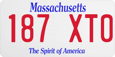 MA license plate 187XT0