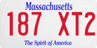 MA license plate 187XT2