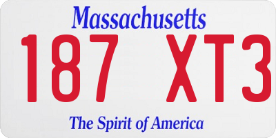 MA license plate 187XT3