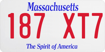 MA license plate 187XT7