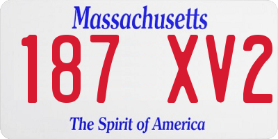 MA license plate 187XV2