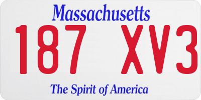 MA license plate 187XV3