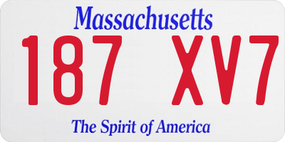 MA license plate 187XV7