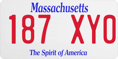 MA license plate 187XY0