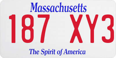 MA license plate 187XY3