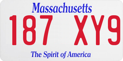 MA license plate 187XY9