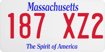 MA license plate 187XZ2