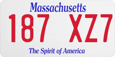 MA license plate 187XZ7