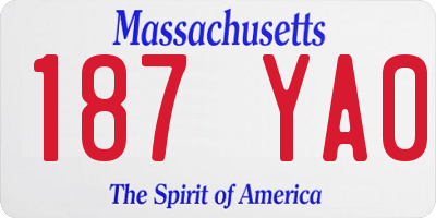 MA license plate 187YA0