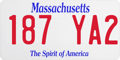 MA license plate 187YA2