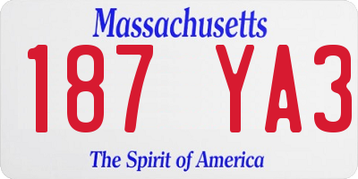 MA license plate 187YA3