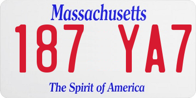 MA license plate 187YA7