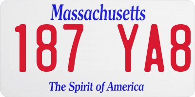 MA license plate 187YA8
