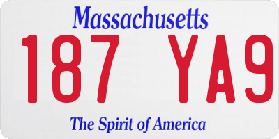 MA license plate 187YA9