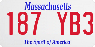 MA license plate 187YB3