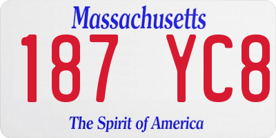 MA license plate 187YC8