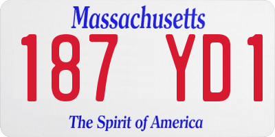 MA license plate 187YD1
