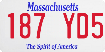 MA license plate 187YD5
