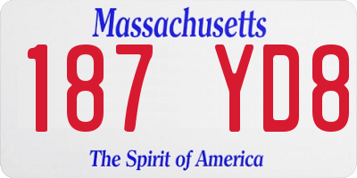 MA license plate 187YD8