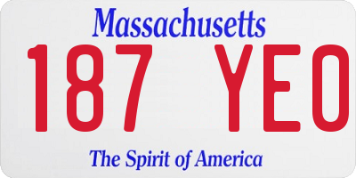 MA license plate 187YE0