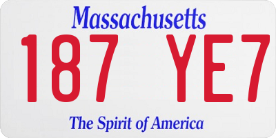 MA license plate 187YE7