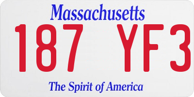 MA license plate 187YF3