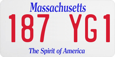 MA license plate 187YG1