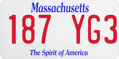 MA license plate 187YG3
