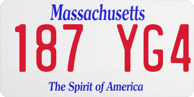 MA license plate 187YG4
