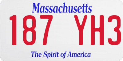 MA license plate 187YH3