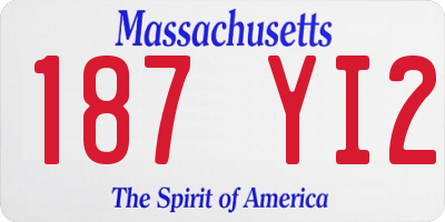 MA license plate 187YI2