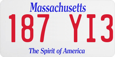 MA license plate 187YI3