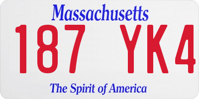 MA license plate 187YK4