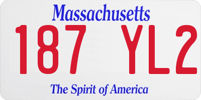 MA license plate 187YL2