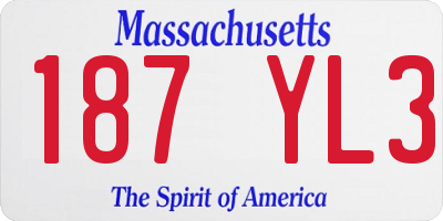 MA license plate 187YL3