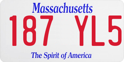 MA license plate 187YL5