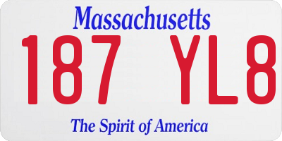 MA license plate 187YL8