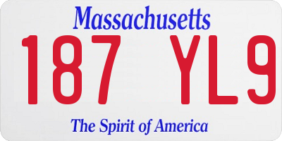 MA license plate 187YL9