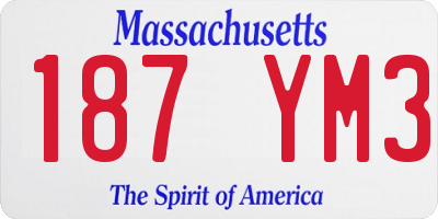 MA license plate 187YM3