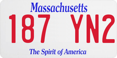 MA license plate 187YN2