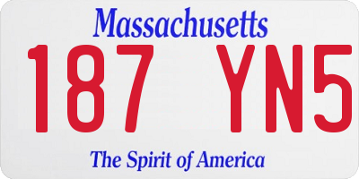 MA license plate 187YN5